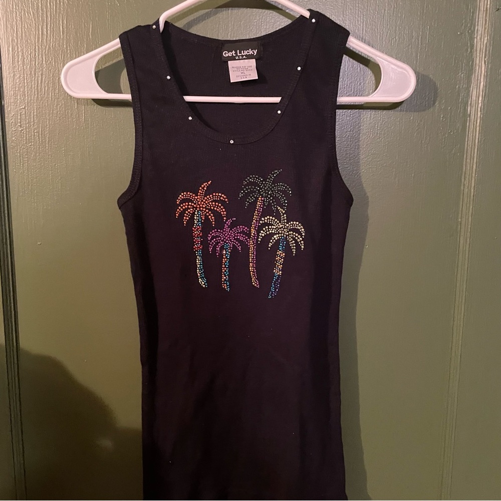 Rhinestone Palm Tree Tank Top